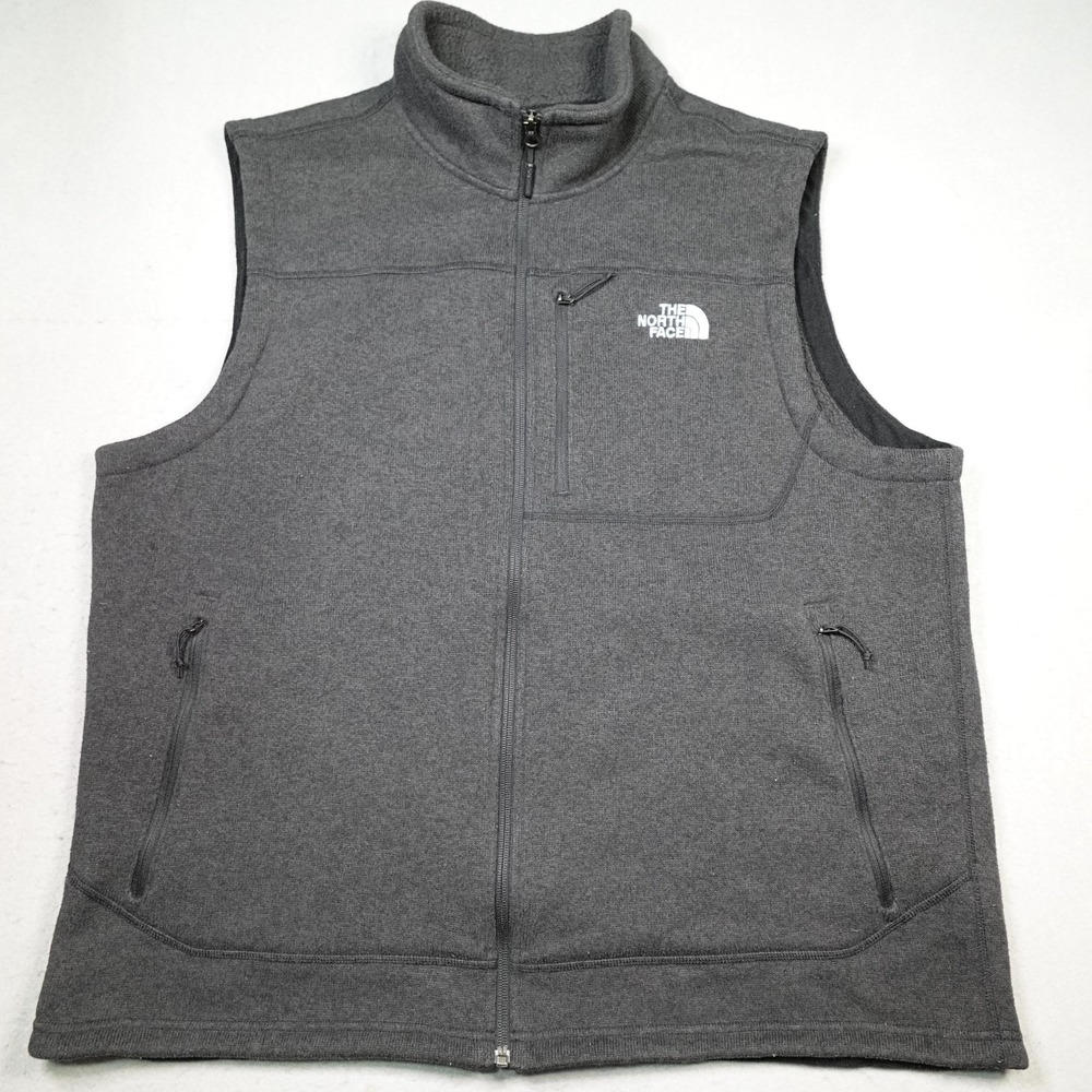 The North Face Vest Mens 2XL Gray Quilted Fleece Insulated Full Zip Pockets